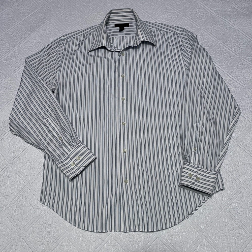 Express Men’s Blue Striped Dress Shirt - Size Medium